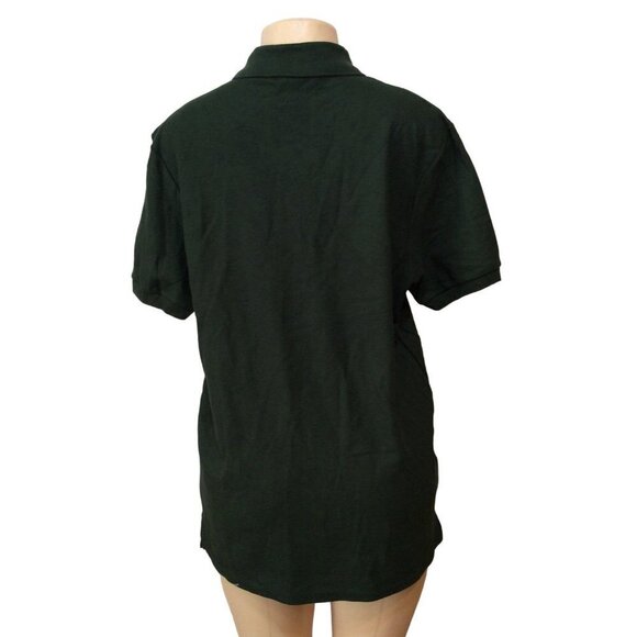 Gildan Polo Medium Hunter Green Solid 100% Cotton sku4 - Picture 2 of 4